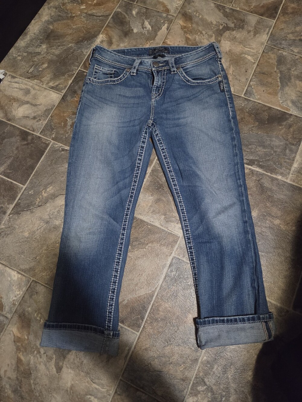 Silver Jeans Blue Boyfriend Crop Capri Jeans